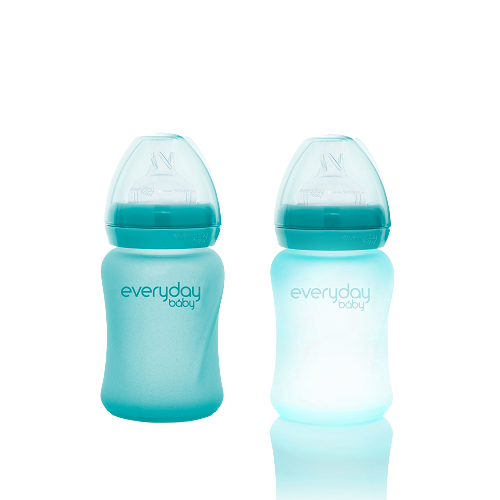 Everyday Baby sklenená fľaša s termo senzorom 150 ml, Turquoise