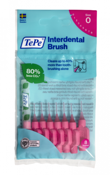 TePe Original mezizubné kefky z bioplastov 0,4 mm ružové, 8 ks