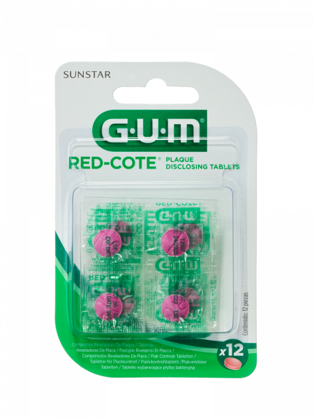 GUM Red Cote tablety pre indikáciu zubného plaku, 12 ks