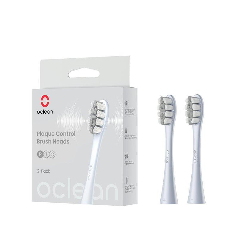 Oclean náhradné hlavice Plaque Control Medium, P1C9 - 2 ks, strieborné