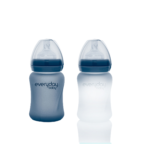 Everyday Baby sklenená fľaša s termo senzorom 150 ml, Blueberry
