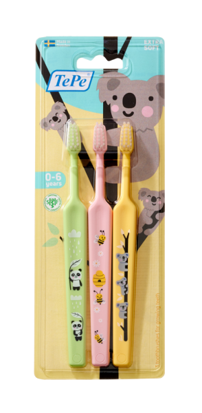 TePe Mini x-soft, zubné kefky pre  0-6 rokov 2+1 zadarmo