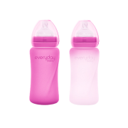 Everyday Baby sklenená fľaša s termo senzorom 240 ml, Pink