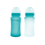 Everyday Baby sklenená fľaša s termo senzorom 240 ml, Turquoise
