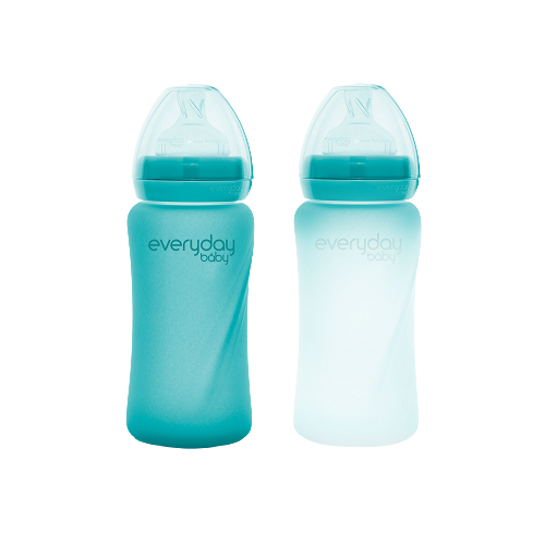 Everyday Baby sklenená fľaša s termo senzorom 240 ml, Turquoise