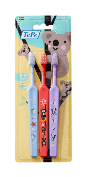 TePe Mini x-soft, zubné kefky pre  0-6 rokov 2+1 zadarmo