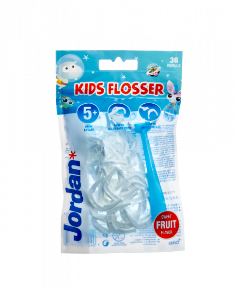 Jordan Kids Flosser luk s niťou pre medzizubné čistenie, 36 ks