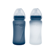 Everyday Baby sklenená fľaša s termo senzorom 240 ml, Blueberry
