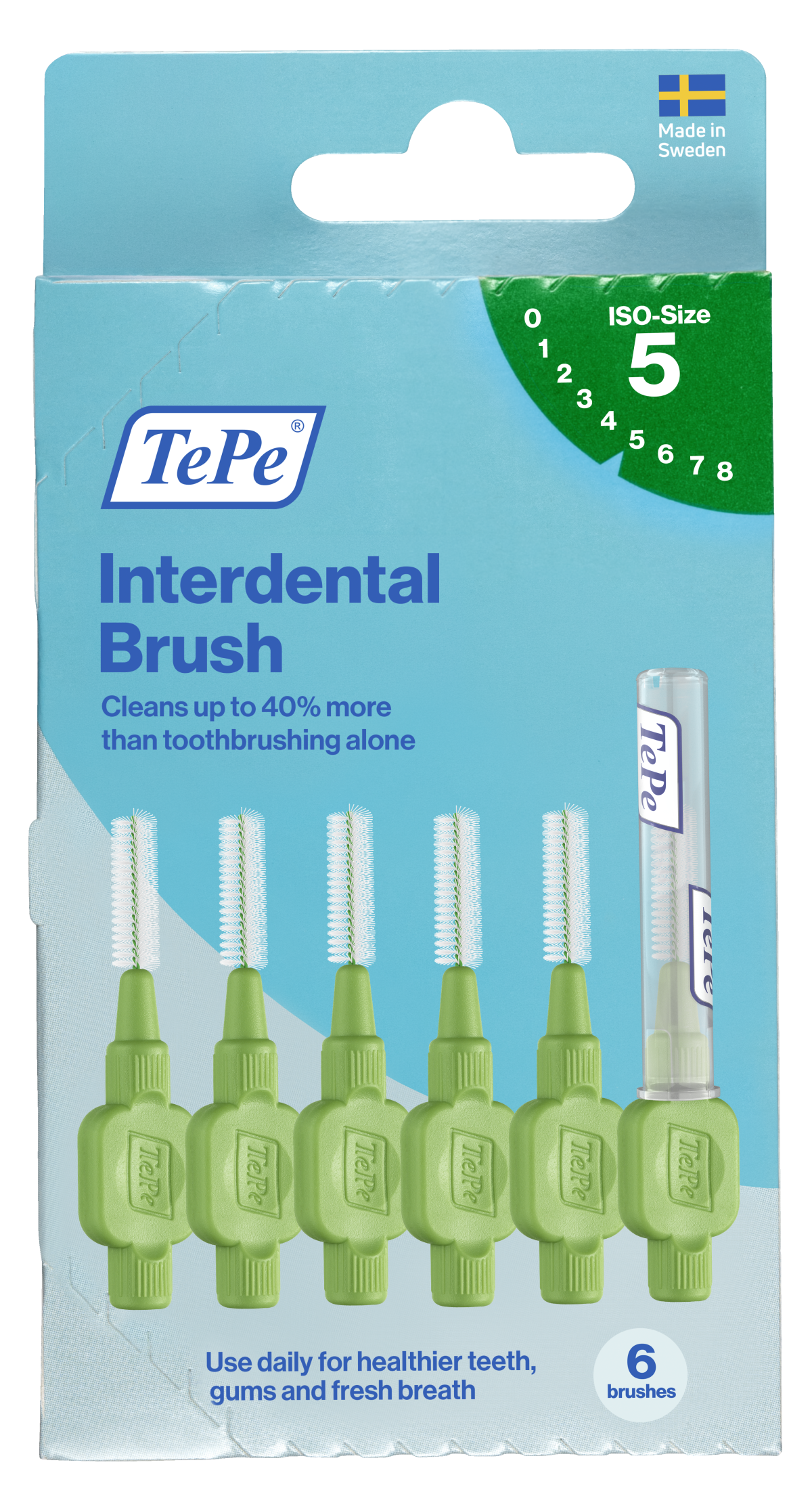 TePe Original medzizubné kefky z bioplastu 0,8 mm, zelené, 6 ks, krabička