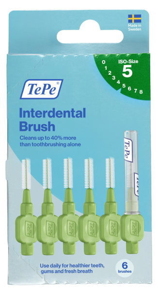 TePe Original medzizubné kefky z bioplastu 0,8 mm, zelené, 6 ks, krabička