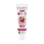 Logodent KIDS HAPPY BERRY zubný gél Bio Jahoda 0-6 rokov, bez fluoridu, 75 ml