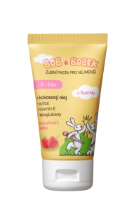 Bob a Bobek detská zubná pasta s malinovou a jahodovou príchuťou (0-5 rokov), 50 ml