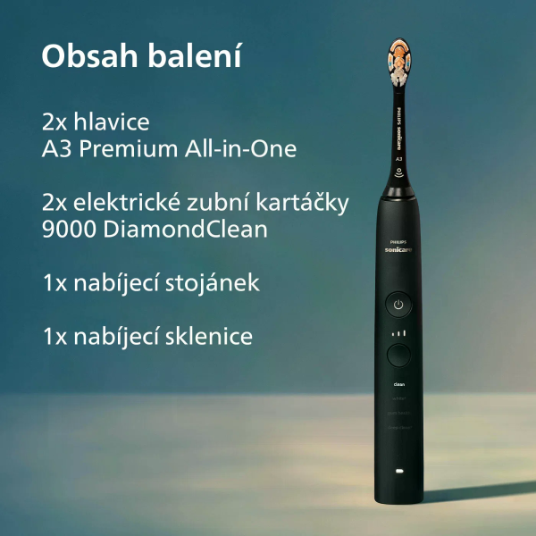 Philips Sonicare 9000 DiamondClean HX9914/69 1+1, 2 sonické elektrické kefky, Black/RoseGold