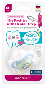 Dentistar nočný ortodontický cumlík 14+ mesiacov, modrý s raketou, 1 ks