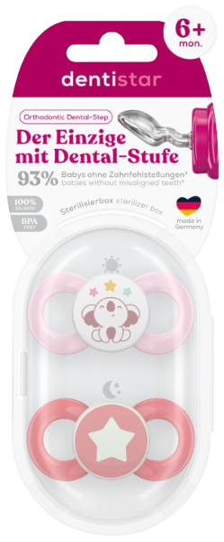 Dentistar ortodontické cumlíky 6-14 mesiacov, ružové