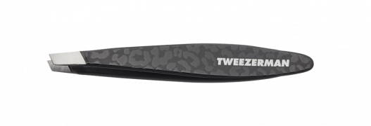 Tweezerman Mini SLANT Black Leopard, MINI SLANT pinzeta čierna s leopardím vzorom