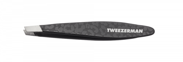 Tweezerman Mini SLANT Black Leopard, MINI SLANT pinzeta čierna s leopardím vzorom