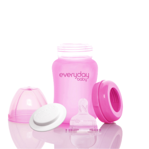 Everyday Baby sklenená fľaša s termo senzorom 150 ml, Pink