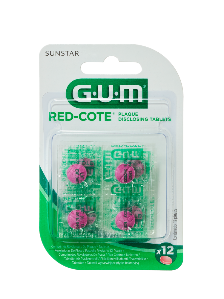 GUM Red Cote tablety pre indikáciu zubného plaku, 12 ks